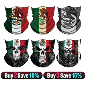 6pcs Spring Warmth Windproof Neck Gaiter Face Mask Men Women, Seamless Bandana Rave Face Cover Scarf Mask, Balaclava, Headband, Head Wrap, Great for biking, fishing, Ski, climbing, construction work, Headwear UV Protection American & Mexican Neckgaiter