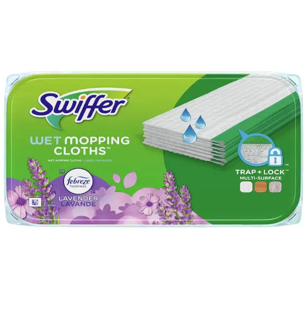 Swiffer Sweeper Wet Mopping Pad Refills for Floor Mop with Febreze Lavender Scent, 12 Count (Packaging May Vary)