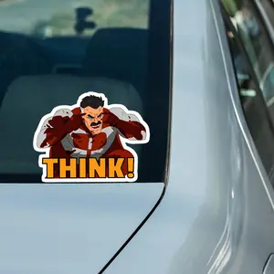Omni-Man THINK! Meme Vinyl Sticker, Viral Comic Quote Decal, Funny Dark Superhero Sticker for Laptop, Car, Collector Gift