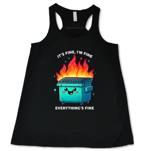 Everything's Fine - Black Racerback - TikTok Clothes Gym