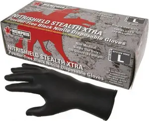 MCR Safety Disposable Nitrile Gloves, Size XL, 6 Mil, Powder Free, 12" Long, Black, Rolled Cuffs, FDA Approved (6062XL)
