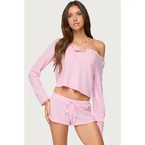 Teddy Cropped Waffle Top Teddy Cropped Waffle Top