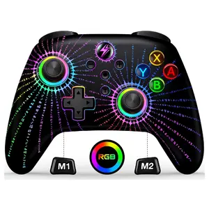 Wireless Switch Controller for Switch/Lite/OLED, LED PC Game Joystick - Wireless iOS/Android Remote, RGB Gamepad & Standard Controller for Gaming Accessories