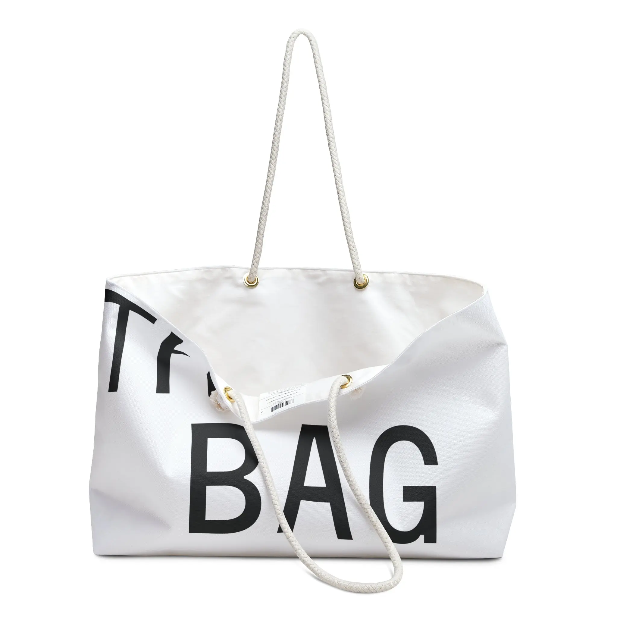 THE BAG Bold Statement Weekender Bag | Premium White Travel Tote 24" | Spacious Weekend Duffel