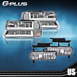 Fit For 1999-2002 Chevy Silverado/00-06 Suburban LED DRL Headlight+Fog Lights