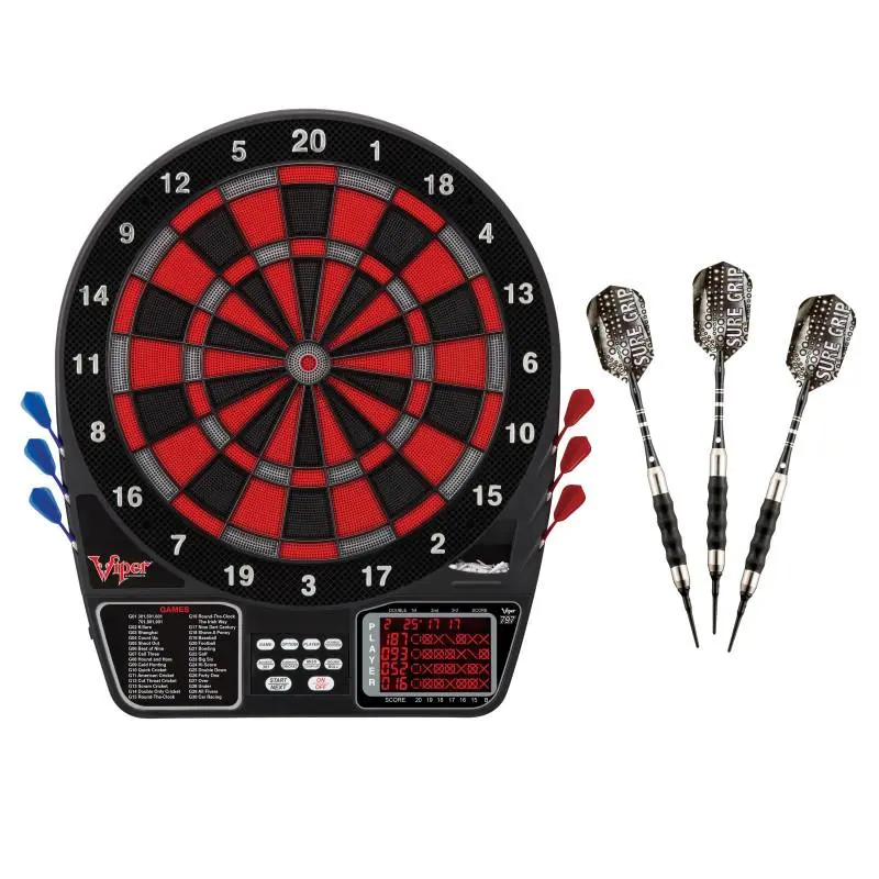 Viper 42-9011 797 Electronic Scoring Dartboard with Sure Grip Black Soft Tip Darts, Red, Soft Tips Dartboards, Electronic Scoring Dartboards