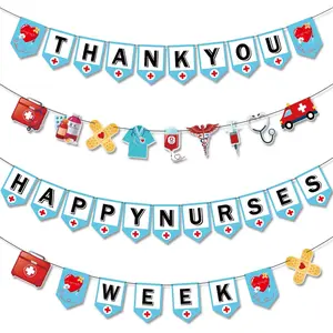 Nurses Week Decorations, Thank You Nurses Wall Hanging Banner, Happy Nurse Day Party Banner, Nurse Appreciation Home Decor Congrats Grad Signs Indoor Outdoor Nursing Graduation Party Supplies
