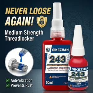 SIKEZHAN 243 Threadlocker Blue Medium Strength Anaerobic Adhesive Screw Glue Anti-vibration Locking Agent for Bolts Nuts Metal Thread Sealant Car Motorcycle Drone Bike Repairing Tool Oil Resistant Industrial Grade Fast Fix 10ml 50ml Bottl, Seal Glue Bond