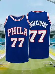 Men's Philadelphia #77 Basketball Jersey, Embroidered Letters and Number Loose Breathable Tank Top,Comfortable Casual Sports Vest, Unisex, All Seasons