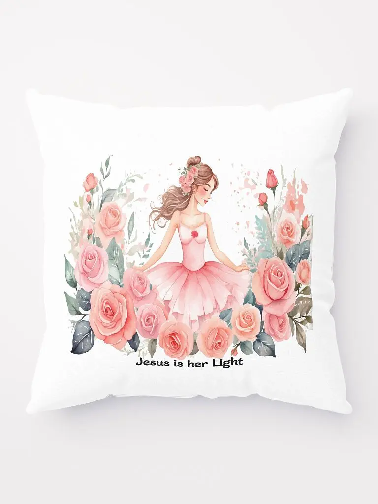 Jesus Is Her Light | Floral Pillow | Decorative Throw Pillow | Home Decor