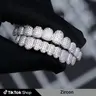 Buburbo 【2026 Trend Alert】Hip Hop Style Artisan-Crafted Artificial Zircon Teeth Grills Set - Adjustable Fit Dental Accessories for Rappers, Stainless Wire Brace, Retainer Box, Upper-Lower Teeth Coverage, Less Fuss