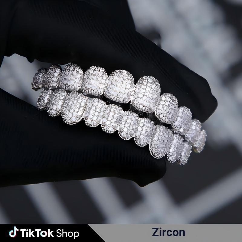 【2026 TREND ALERT】Artisan-crafted Hip Hop Cubic Zirconia Teeth Grills | Punk Artistic Accessory Set | For Rappers & Cosplayers