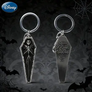 1PC Disney Officially Licensed Keychain The Nightmare Before Christmas Jack Gothic-Vibe Collectible Coffin-Shaped Anime Peripheral Backpack Decoration Car key Pendant Desk Ornament Durable Exquisite Enamel Alloy Gift