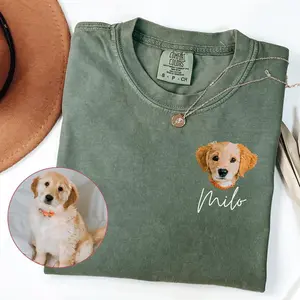 Comfort Colors Custom Pet T-Shirt, Pet photo and name, Personalized Pet Portrait Shirt, Custom Dog Cat Graphic Tee, Pet Lover Gift, Dog Lover