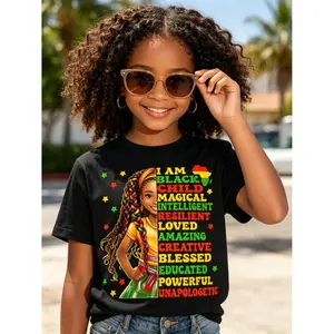 I Am Black Boys Girls Juneteenth African American Girls Boys Girls T-Shirt for Boys Fashion Trend Bottoming Shirt Breathable, Casual Comfortable Top Streetwear Fashion Casual Summer Tee Crew Neck Short Sleeve T-Shirt Best Gift for Boy Girl