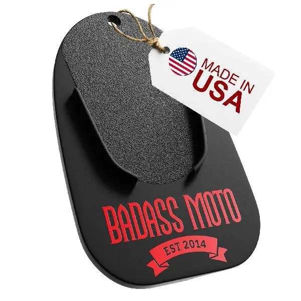 Motorcycle Kickstand Pad - Kick Stand Puck, Coaster Plate for Harley Davidson, Touring & Sport Bikes - Motorcycle Accessories for Grass, Dirt, Hot Pavement Parking Pad - USA Made, Black