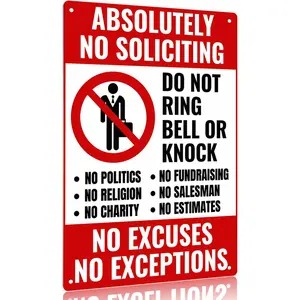 No Soliciting Sign for Home, 12 x 8 Inches - Aluminum - Do Not Knock Please Dont Ring Doorbell - No Silication Solicitors Soliciting Sign for Front Door Home House