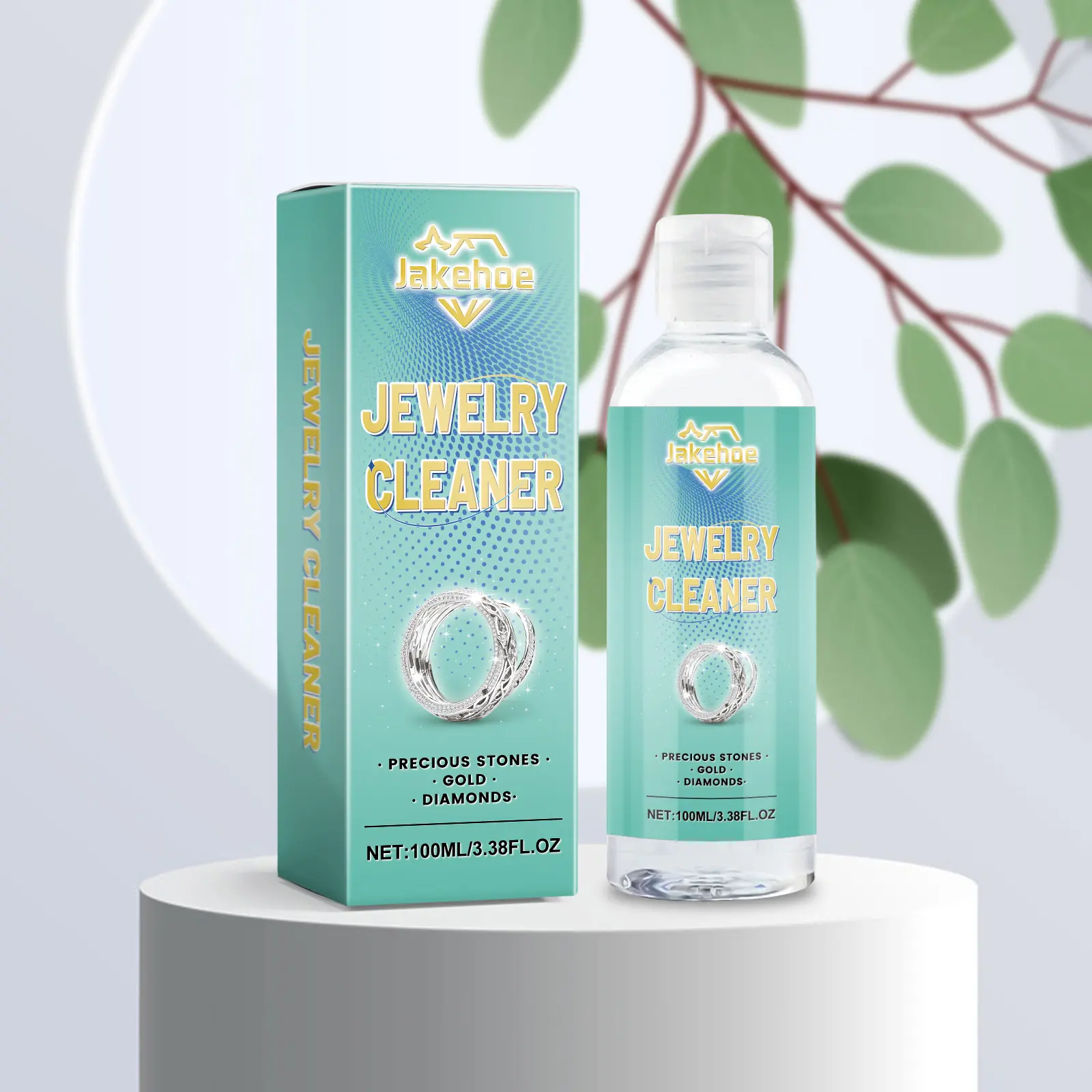 Household Jewelry Cleaner Solution - Home Supplies Soak Cleaning Liquid for Rings, Chains, Necklaces, Bracelets, Earrings, Surface Buildup, Dust, Oil Residue with Container, Gloves, Cloth, Easy To Use