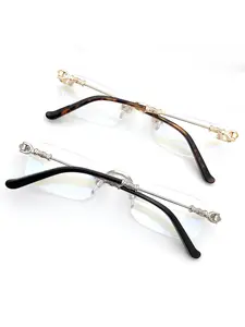 Fashion Plain Glass Spectacles for Unisex Stylish Clear Lens Eyewear Trendy Frameless Design for Men & Women