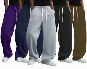 Men's Regular Fit Solid Drawstring Waist Sweatpants, Casual Pocket Design Pants for Fall & Winter, Men's Trousers for Daily Wear