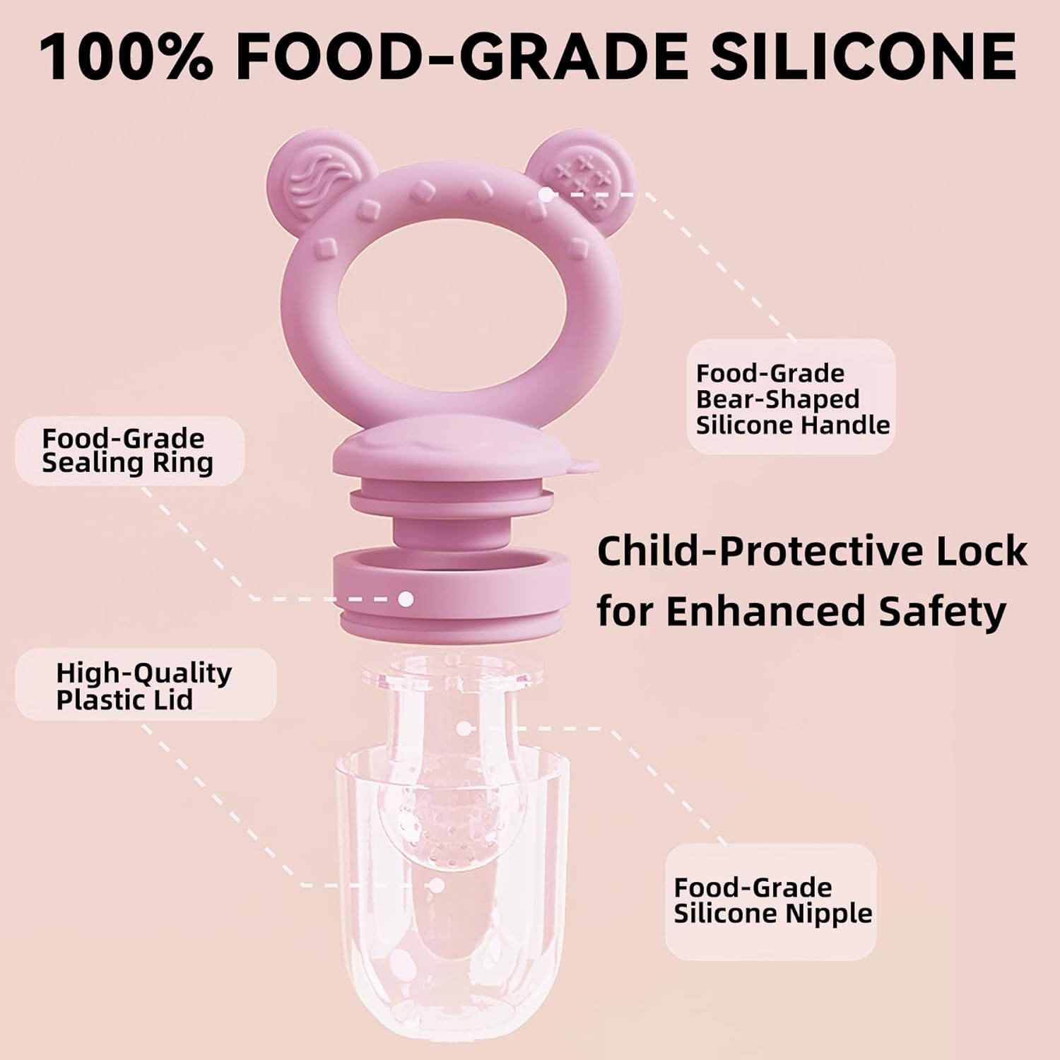 4 Pack Baby Fruit Feeder & Breastmilk Popsicle Molds – Silicone Teething Feeder Pacifier with Lids & Clips, Anti-Drop Fresh Food Feeder for Babies, Easy-Clean Teether for Infants