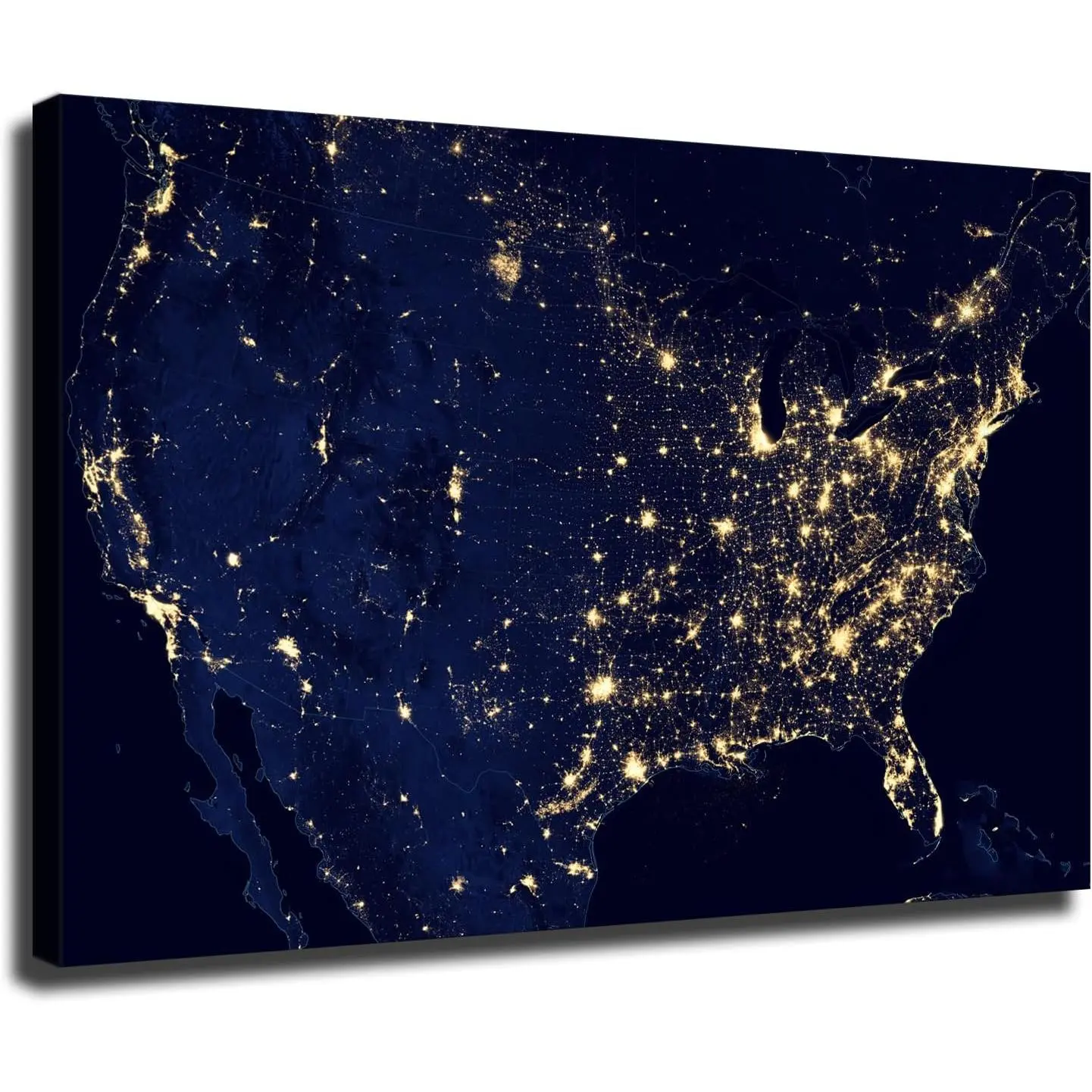 United States U.S. at Night Composite Image - Space Aerial Satellite Photo Poster Wall Art for Living Room Bedroom Wall Art Printin Wall Decor Gifts
