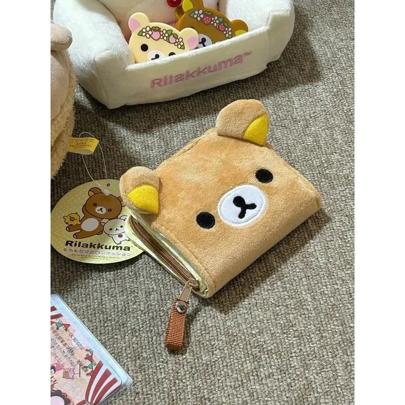 Cute Rilakkuma classic coin purse card holder short wallet plush storage bag