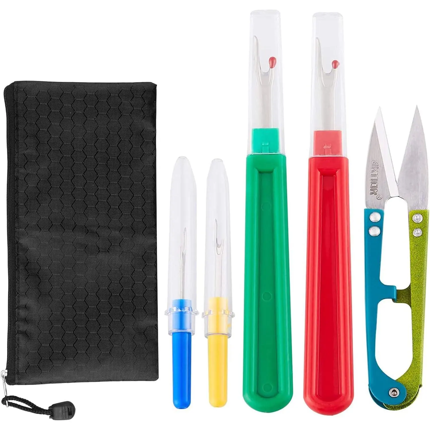 Seam Ripper and Thread Remover Kit,2 Big and 2 Small Sewing Stitch Thread Unpicker and 1 Sewing Trimming Scissor Nipper Tool for Thread Remove(Multi-Color)