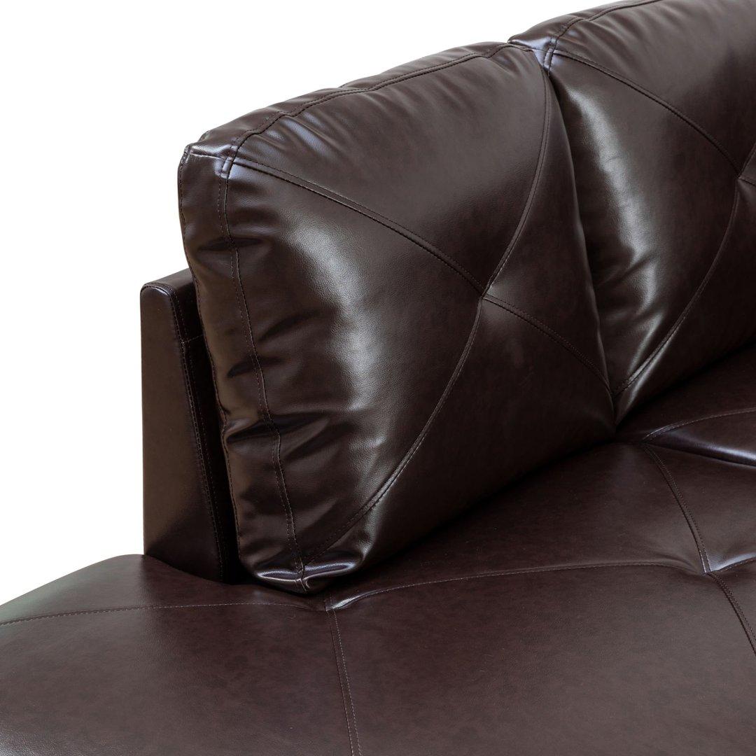 Brown Faux Leather 3-Piece Couch Living Room Sofa Set