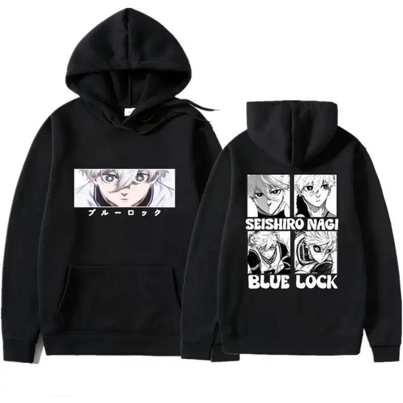 Men's 280g Lightweight Fleece Blue Lock Seishiro Nagi Hoodie - Pullover with Front & Back Prints, Unisex Themed Apparel, Anime Gift Ideas