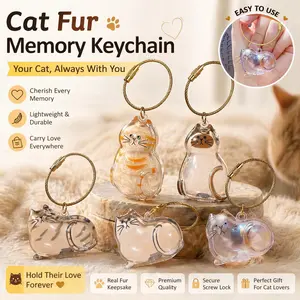 Cat Hair Storage Capsule Charm Pet Memorial Pendant Keychain Cute Souvenir Gift for Pet Owners