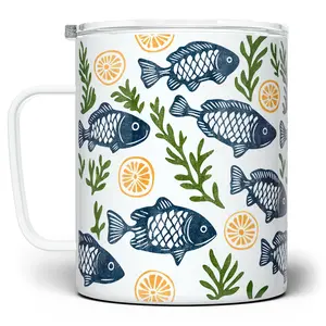 LOFTIPOP Coastal Mediterranean Fish Mug, Seaside Beach Gifts, Designed and Printed in the USA by Loftipop