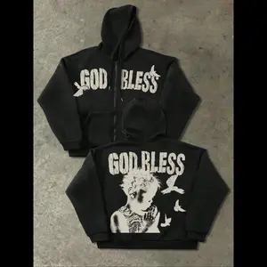 NewMen's Prayer Pattern Print Hoodie, Casual Loose-Fit Long Sleeve Pullover, All-Season Thick Fabric, Fashionable Daily Wear Top