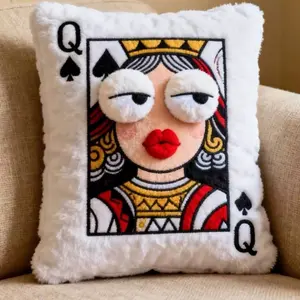 Plush embroidered playing card pillow, high aesthetic value, fun sleeping pillow, gift for friends and besties
