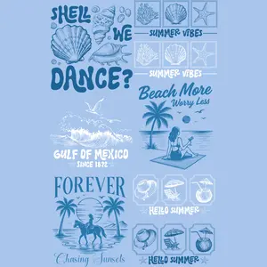 Summer DTF Gang Sheet | Ready-to-Press Beach, Coastal & Vacation Designs for Custom Shirts