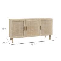 3 Rattan Doors, 2-Tier Shelf, Natural 