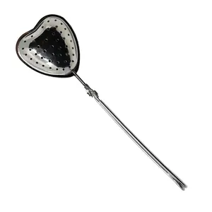 6"L Clamp Style Heart Shape Tea Strainer Stainless Steel 1.7