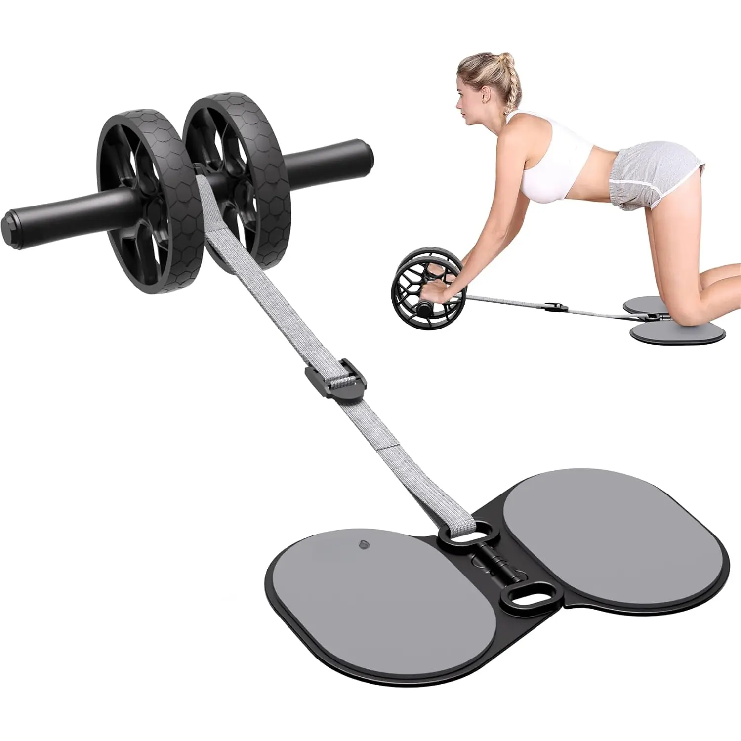 Ab Roller Wheel with Adjustable Resistance,Automatic Rebound Abs & Core Workout Equipment for Beginners, Levels & -Exhaustion Detachable Strength  with  Pad.Ab wheel roller for men women