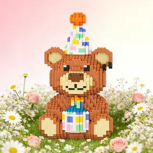 Birthday Cake Bear 3D Animal Desktop Decoration, Creative Room Decor, Holiday Gift, Home Decor, Party Decoration, Handmade Craft