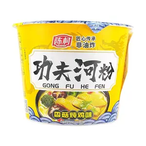 CHENCUNFEN Instant Rice Noodles Kung Fu Ho Fun Mushroom Stewed Chicken Flavor 90g Non-Fried for Late Night Snacks