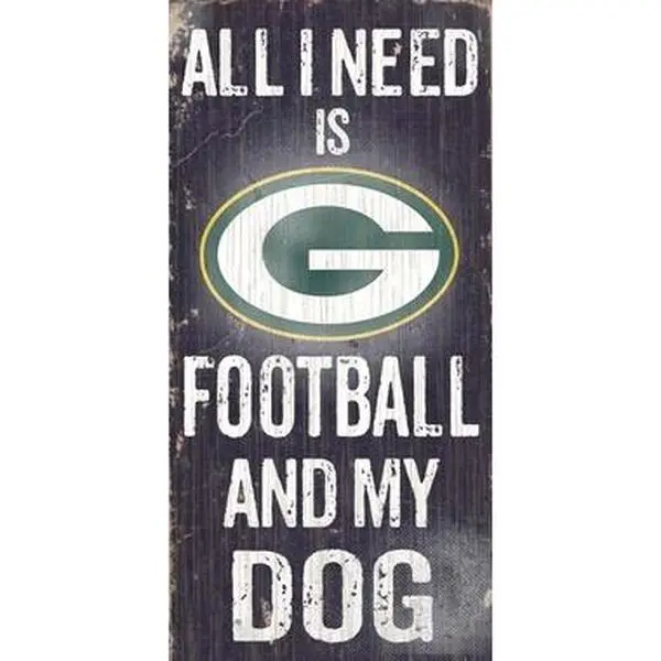 Fan Creations N0640 Green Bay Packers Team Logo Football & My Dog Decorative Plaque Wall Sign, 0.5L x 13W x 6.5H in, Football Art Home Signs, Indoors Wall Decor, Ideal Gift for Sports Fans