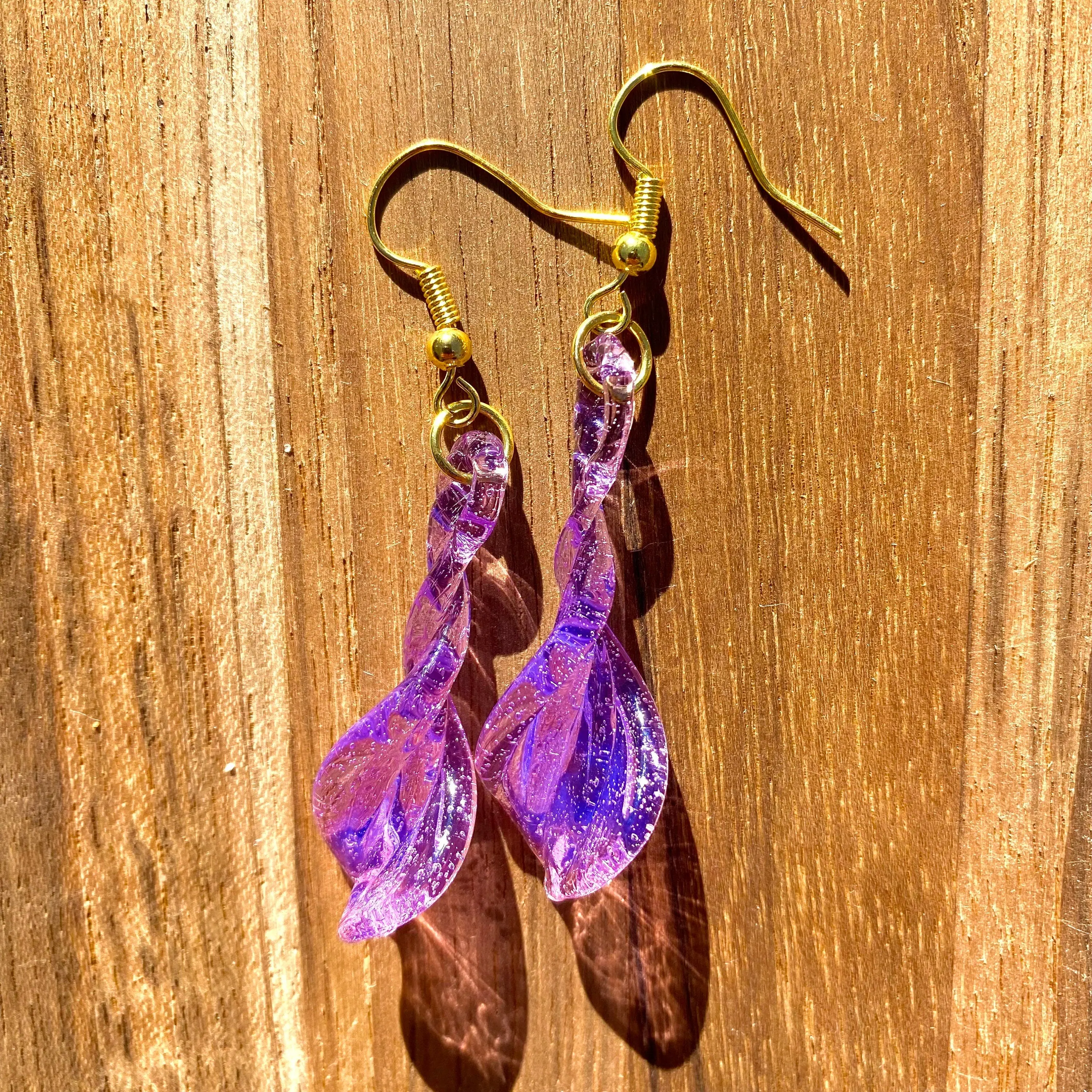 Pink/Purple Blown Glass Earrings - Handmade Jewelry -  Hypoallergenic | Art By Aaron Dye