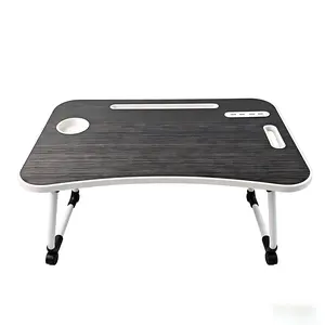 Foldable Laptop Table, Portable Lap Desk Bed Table Tray, Laptop Stand with Cup Holder & Tablet Slot & Lifting Handle for Working Writing Drawing & Eating