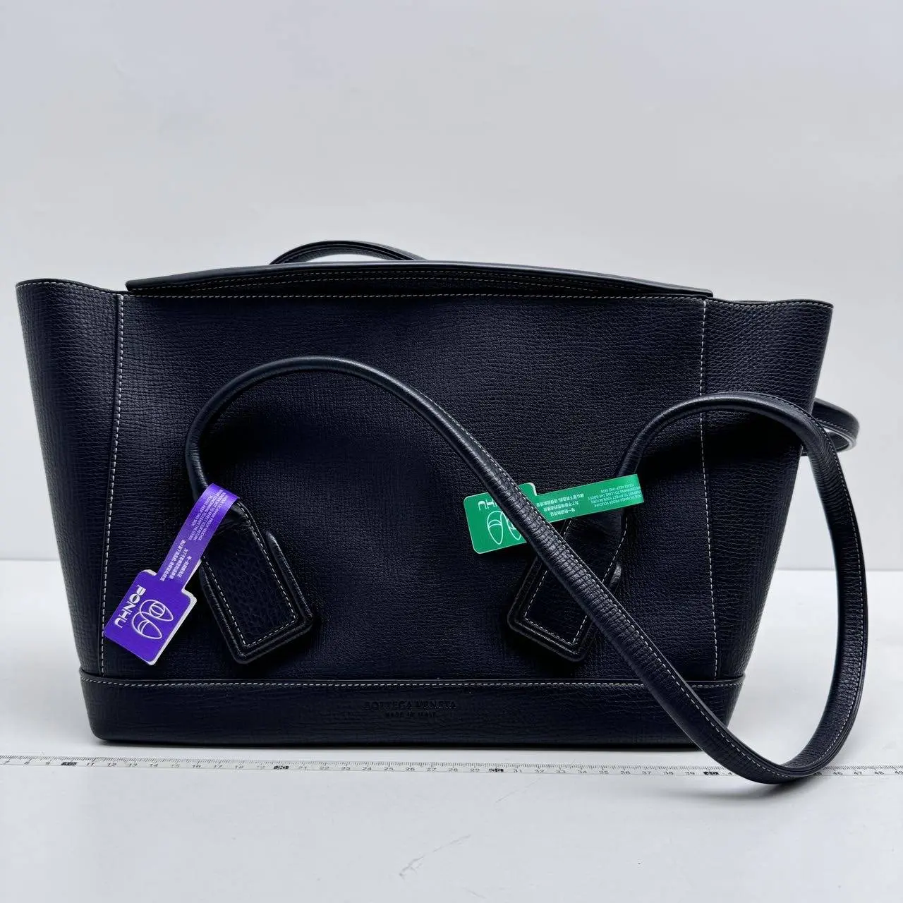 Pre-owned Bottega Veneta Calfskin Shoulder Bags Tote Bag Arco Medium Handle Black