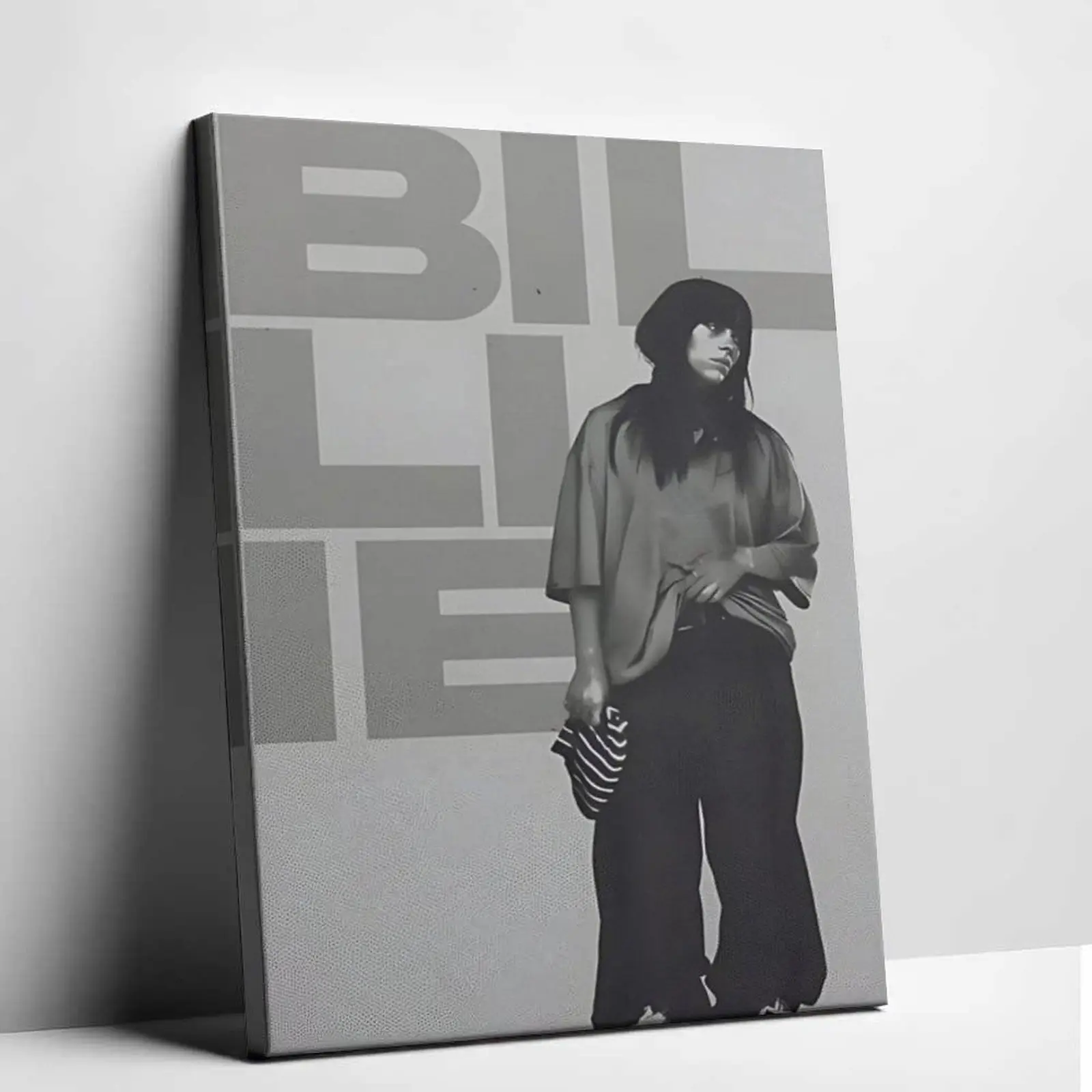 Billie Minimalist Black And White Canvas Poster Vintage Eilish Music Wall Art Home Room Aesthetic Decor Eco Friendly Fade Resistant Waterproof UV Protected - Decoration