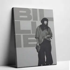 Billie Minimalist Black And White Canvas Poster Vintage Eilish Music Wall Art Home Room Aesthetic Decor Eco Friendly Fade Resistant Waterproof UV Protected - Decoration