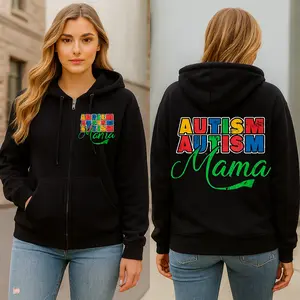 Autism Mama Zip Hoodie Black or Sport Grey