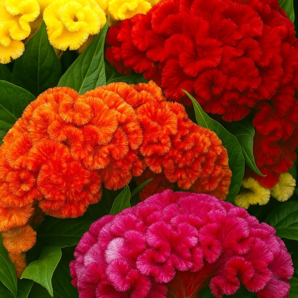 Seeds Cockscomb 600+ Seeds to Grow Celosia Cristata Celosia Cristata Velvet Flower Exotic Annual Plant Multicolor Mix
