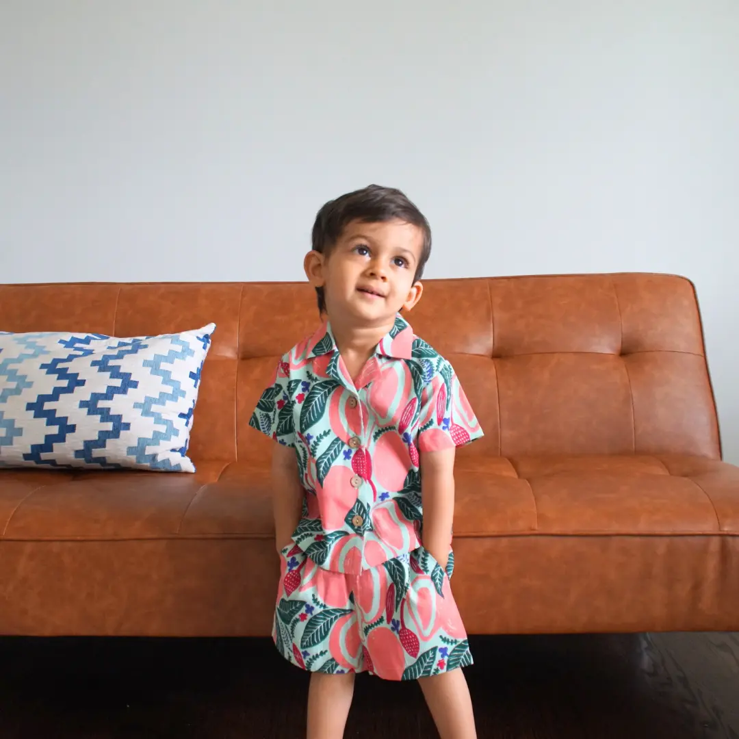 Tossed Mango Camp Shirt & Matching Shorts Set