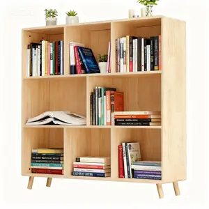 Cube Storage Organizer, 3 Tier Pine Wood Bookcase with Legs Wood Organizer Storage Bookcase, 44"L x44" H Fixed Shelves Organizer for Books Home Décor Freestanding Open Book Shelves for Bedroom,Living Room,Office(Natural)